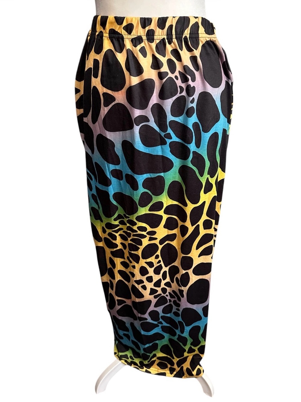 Women’s Multicolor Animal-Print Swim Cover maxi Skirt size 2XL